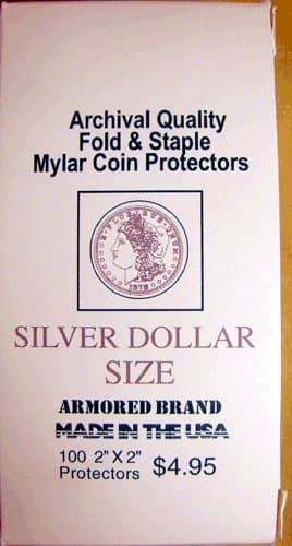 2x2 Silver Dollar Size Coin Protectors 100 count box