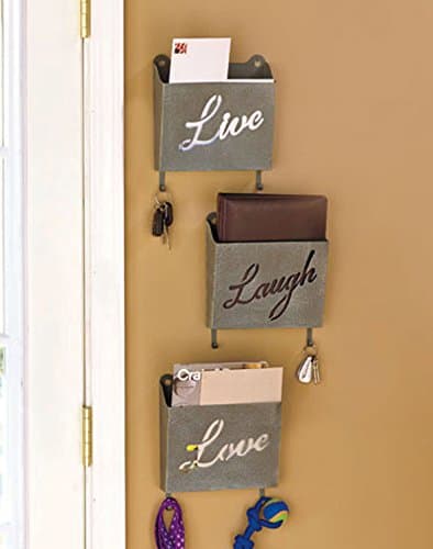 Galvanized Steel Wall Bins for Mail or Keys - Set of 3