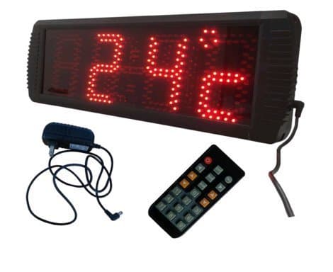 - 5" Semi-Outdoor LED Wall Digital Clock Time and Temperature Display Support Real time Countdown/up