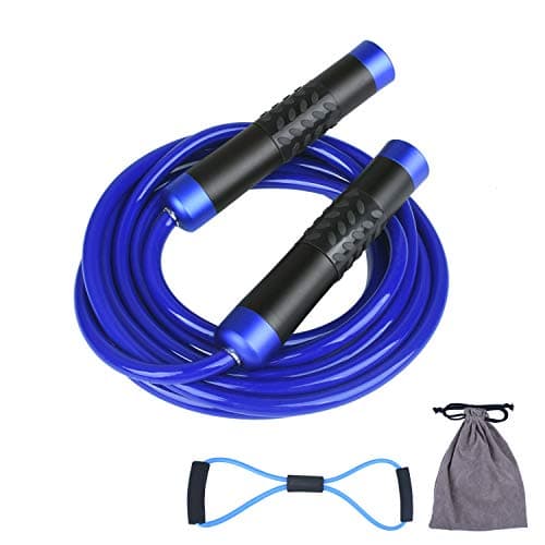 Weighted Jump Rope for Men Women,Adjustable Length Solid PVC 9mm Diameter, Aluminum Alloy Non-Slip Handle,Bearing design prevents rope kinking,Great for Crossfit Training, Boxing, and MMA Workouts