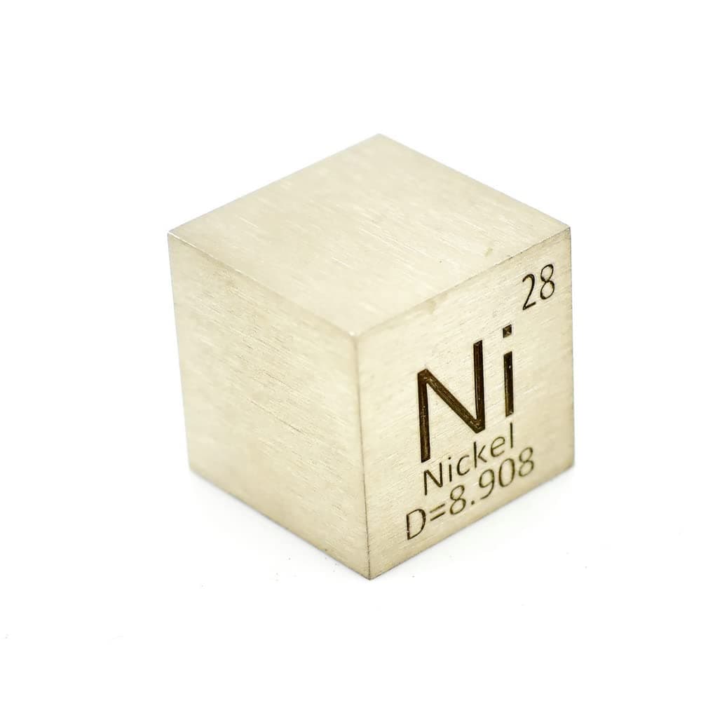 Nickel Cube Ni 996 Element Cube Pure 20mm Density Cube for Element Collection Periodic Table Hunter, and More (0.79", Nickel)