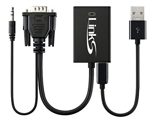 Links 67 VGA to HDMI Scaler/Converter with Audio Support and USB for Power- Black