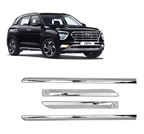 Empica ABS Plastic Full Chrome Car Side Cladding Door Moulding Protective Beading Garnish Compatible with New Hyundai Creta 2020 Onwards (Set of 4 Pcs, Silver)