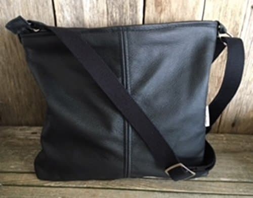 Black leather crossbody bag, messenger bag