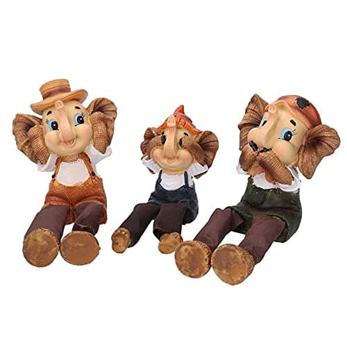 Vacchetti GiuseppeResin Statue Set 3 Pieces Elephant, Multicolour, Piccolo