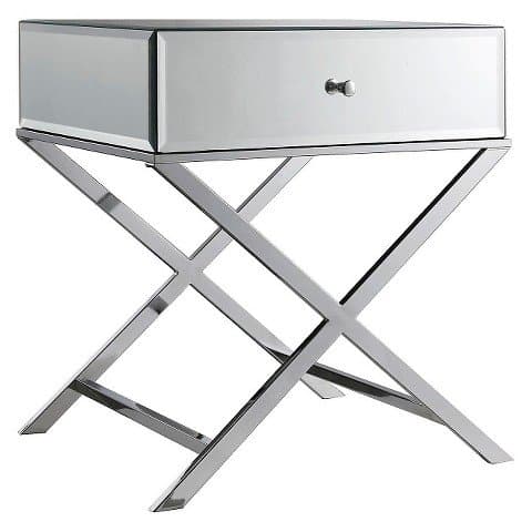 Homelegance Whitney Mirrored Campaign Accent Table - Chrome