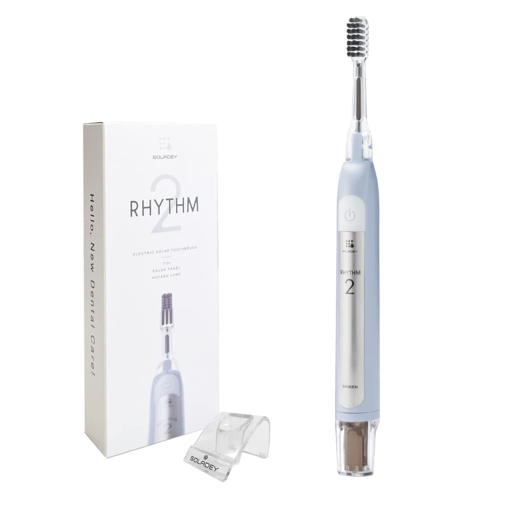 SOLADEY Rhythm 2, Ionic Power Electric Toothbrush, Solar Panels and TiO2 Semiconductor ( Ice Blue )