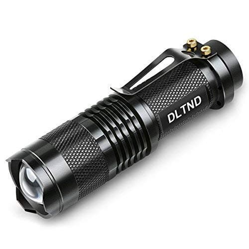 DLTND Flashlight, Super Bright 300 Lumen Water-Resistant 3.7" Small LED Flashlight Linterna Eléctrica for Camping Hiking Fishing Dog Walking Outdoor Emergency Hurricanes Storm Power Outage