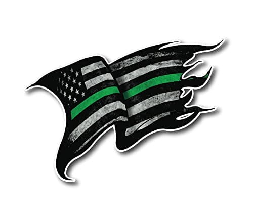 Thin Green Line Tattered 4 Pack I Support The Military Decal Sticker American Flag Car Truck (4 Pack)