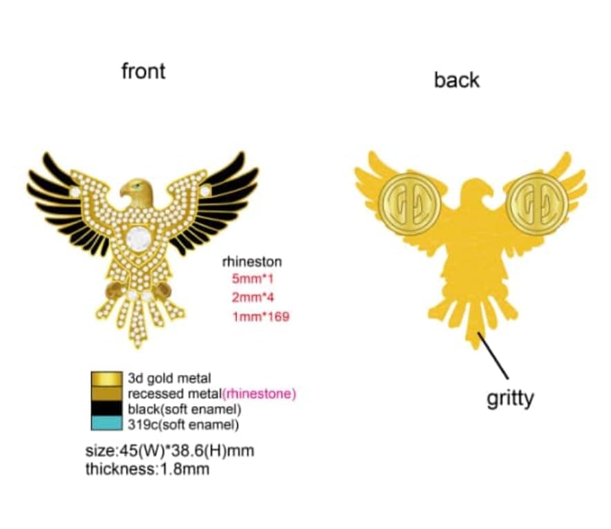 Generic Eagle Lapel Pin | Gold Eagle Brooch | Eagle Pin 1.5"" Brooch Bird Pin