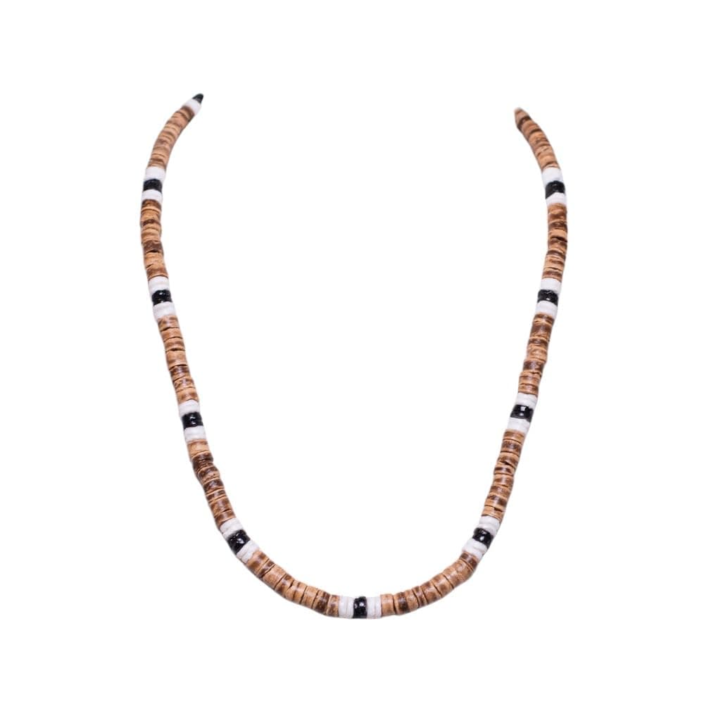 Tiger Coconut Shell & Puka Shell Beads Necklace