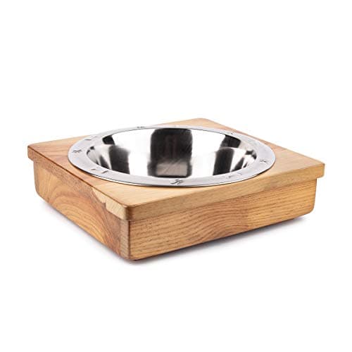 OFTO Elevated Single Bowl Universal for Dogs Cats, one Stainless-Steel Bowl, Solid Wood, one Size, Water Dish, Feeding Station. No Assembly Required. Handcrafted in The USA