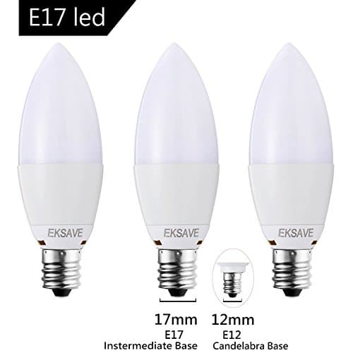 EKSAVE (3Pack) 7W Candelabra led E17 LED Bulb, Equivalent 60 Watt Light Bulbs , E17 InstermediateBase,700 Lumens LED Lights Not Dimmable, (Warm White 3000K ) maybe know（E17/E14/E12 led）in Google first