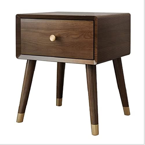 ZAW Bedside Table Nordic style night table bedside table Nightstand Pewter bed side cabinet Walnutcolor furniture for bedrooms End Table (Color : Brown)
