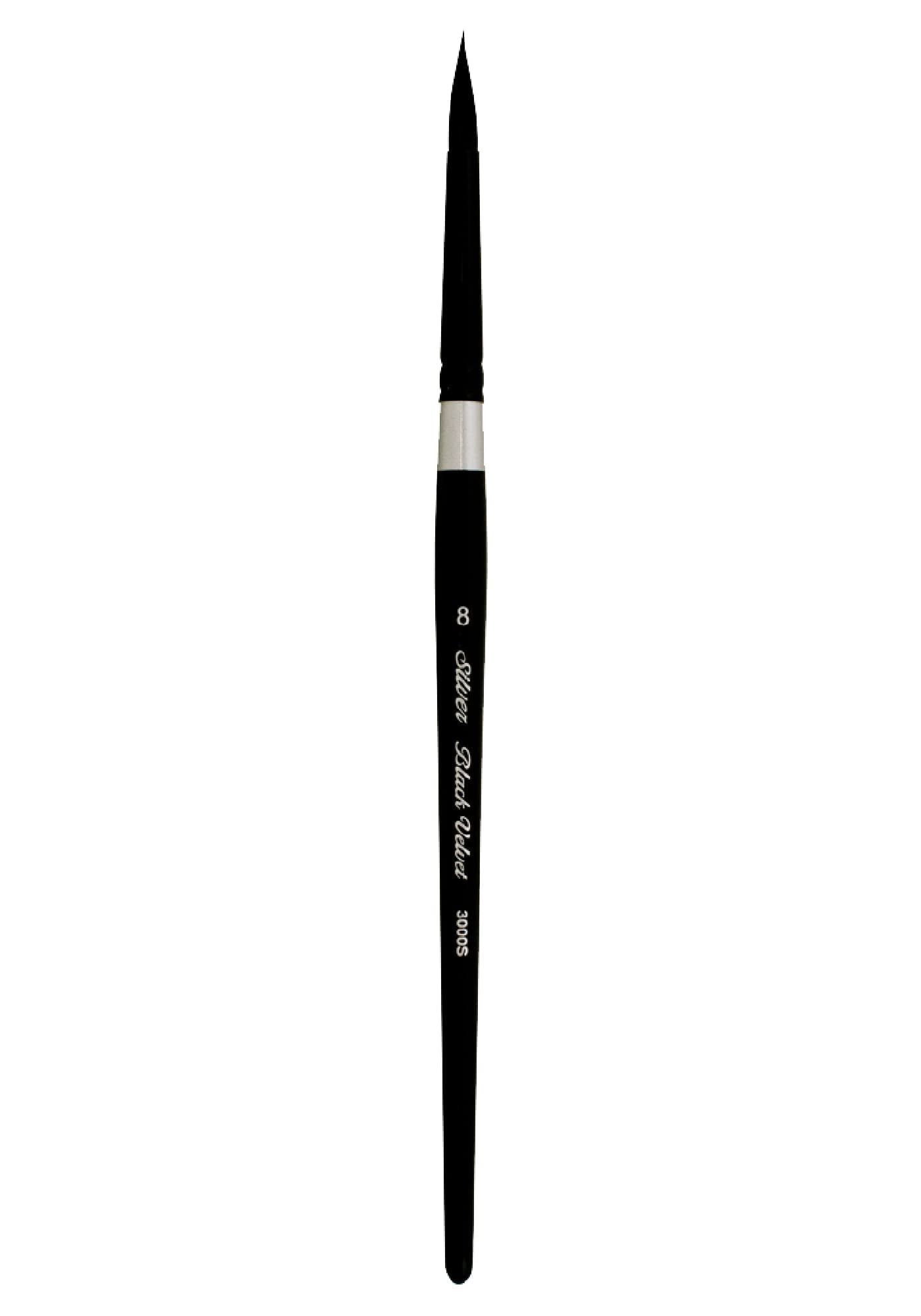 Silver Brush 3000S-8 Black Velvet Short Handle Blend Squirrel and Risslon Brush, Round, Size 8 by Silver Brush Limited