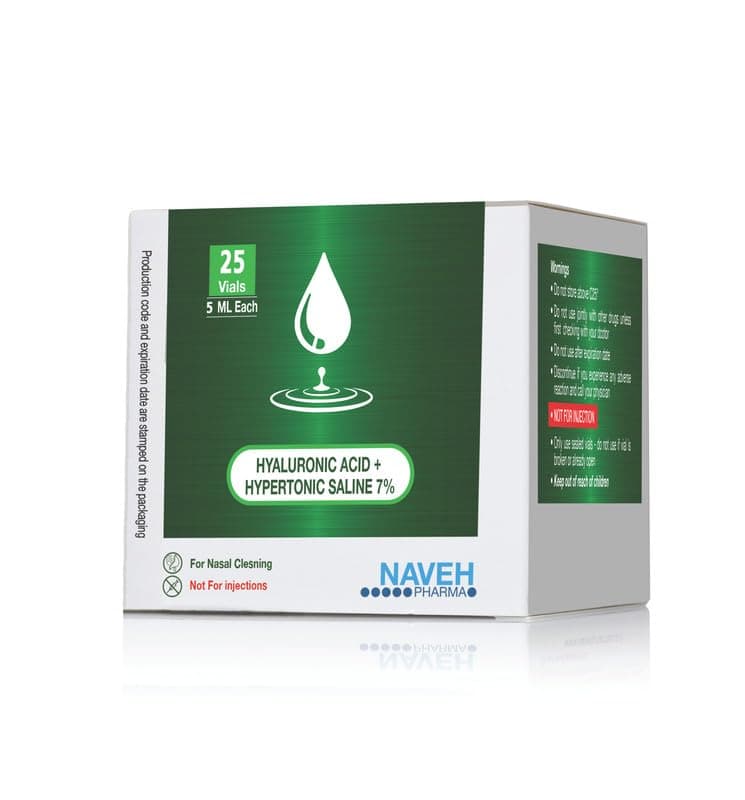NAVEH PHARMA Nebuliz 25 Single Dosage (5 Ml) Sterile Solution Vials Of Hypertonic Saline 7% And Sodium Hyaluronate With Hyaluronic Acid For Inhalation Therapy, Preservative Free, For All Ages