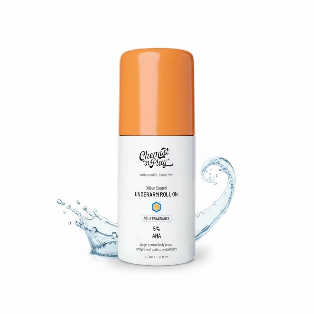 UnderArm Roll-On with 5% AHA| Lactic & Mandelic Acid|Prevents Odour, Brightens Skin & Exfoliates Underarm | For Sensitive Skin | Aqua Fragrance | Alcohol & Aluminium Free | 40 ml