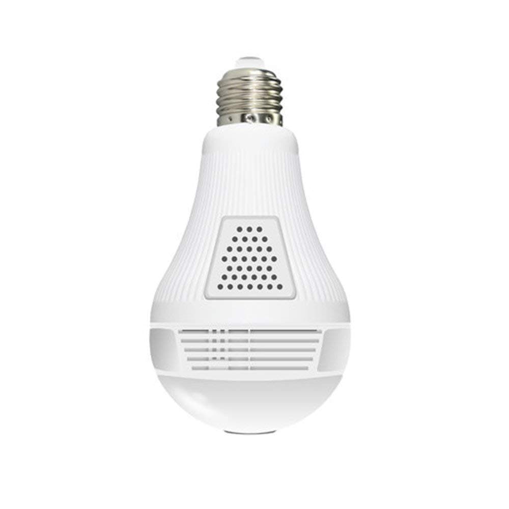 WIFI Security Camera, EMAX LED Light Bulb IP Camera, 960P 360 Degrees Fisheye Lens Panoramic Camera, P2P Wi-Fi connection, Real Time Monitoring and Intercom, Motion Detection, Home Security System