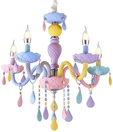 Macaron E14 chandelier 6 headlights Modern Pendant Lamp Ceiling Light Chandelier LED Ceiling Light Hanging Boys and Girls Bedroom Lamp Romantic Ceiling Lamp (Color : 6 Heads) (Color : 5 heads),Colour: