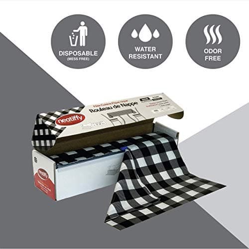 Neatiffy Disposable Plastic Table Cloth Roll | 54 in x 108 Ft Waterproof Tablecloth | Table Cover for Rectangle, Square, Round Oval Tables | Picnic, Party, Banquet, Birthdays, Weddings, BlackCheckered