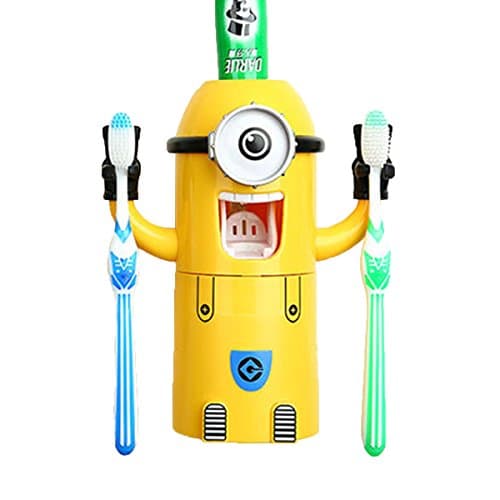 Cute Minions Design Wash Set Toothbrush Holder Automatic Toothpaste Dispenser with Brush Cup One Eye