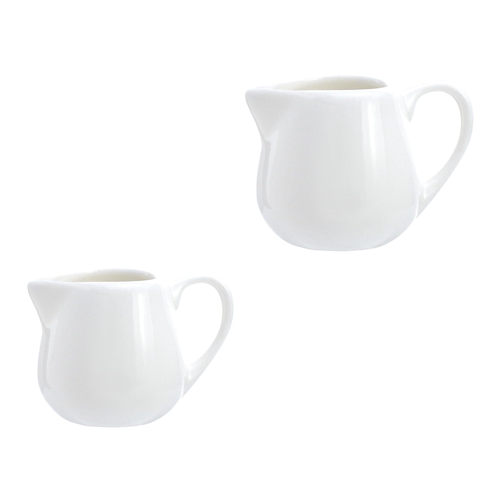 CHOOLD 2 pcs Mini Ceramic Creamer with Handle, Coffee Milk Creamer Pitcher - White - 1.5 oz + 3 oz