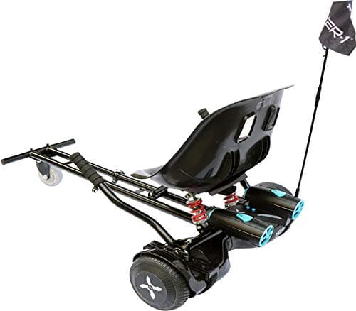 Raptor-1 Buggy Hoverboard Attachment | Turbo LED Lights, Compatible with All 6.5" & 8" Hoverboards, Hand-Operated Rear Wheel Control, Adjustable Frame, Easy Install Hoverboard Go Kart