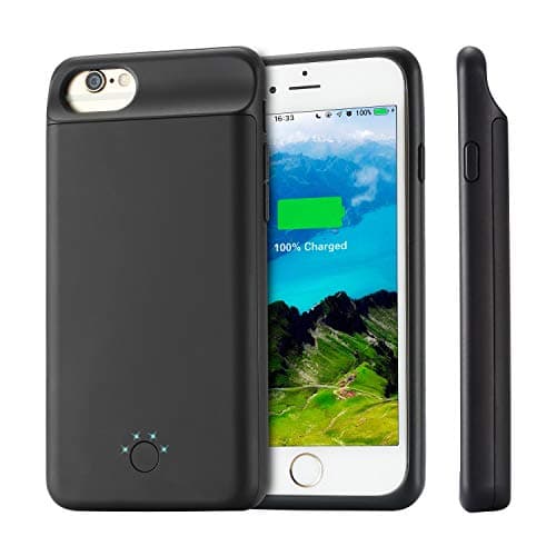 iPhone 6 7 8 6S Battery Charger Case, 6000 mAh iPhone Battery Charger Case Universal iPhone 4.7' Rechargeable Extended Battery Charger for Apple iPhone 6s/ 6/7/8 4.7 inch (black)