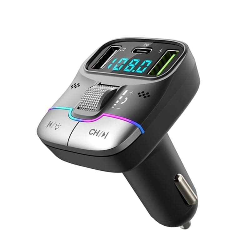 NALACAL Bluetooth Car Adapter, Bluetooth FM Transmitter for Car, PD30W Fast Charging, Hands-Free Call, Bluetooth 5.0 Radio Receiver, MP3 Player, USB & TF Card Music, LCD Display for 12V-24V Cars
