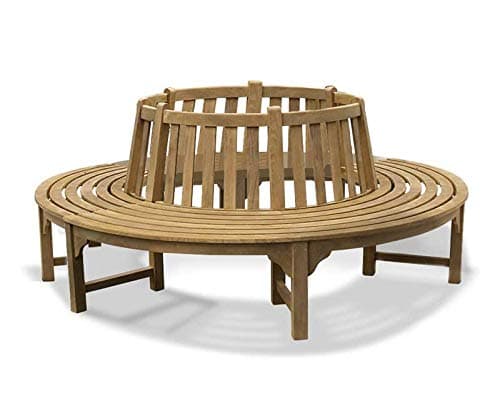 Jati 2.2m Teak Round Tree Bench - Grade-A Teak | Delivered in 2 Ready-Assembled Sections | Fixing Bolts Included
