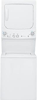 GE GUD27ESSMWW Unitized Spacemaker 3.8 Washer with Stainless Steel Basket and 5.9 Cu. Ft. Capacity Electric Dryer, White
