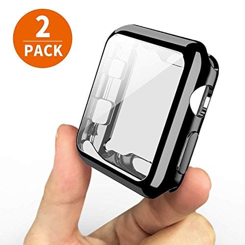 UBOLE [2-Pack] Case for Apple Watch Series 5 40mm Screen Protector, One Soft TPU All-Around Black Cover and One Protective Bumper iWatch Case Both for Apple Watch Series 4 Series 5(Black, 40mm)