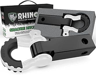Rhino USA Hitch Receiver Shackle (for 2" Receivers) Trailer Accessories for Trucks, Jeep, Toyota and More - Connect Your Rhino Tow Strap for Vehicle Recovery