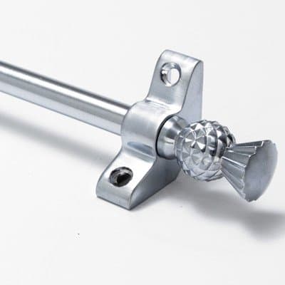 Simplicity Quality Stair Rods 3/8" x 28.5" Satin Chrome Flat bar Thistle Finial