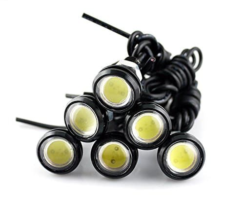 Generic 6 Pcs 3w LED Concentrating Eagle Eye Bumper 18mm Diameter Automotive Driving Lights DRL Fog Light Tail Backup Light License Plate Lights Black Case (White)