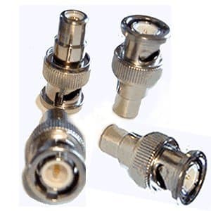 4 x Phono F to BNC M RCA socket to BNC Plug adaptor converters. Turn a phono plug into BNC Male connector instantly HDinterconnects brand.