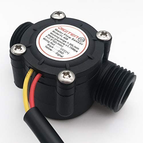 DIGITEN G1/2" Water Flow Sensor with 1.2M(3.9ft) Cable, Hall Effect Sensor Flow Meter Flowmeter Counter 1-30L/min - Arduino, Raspberry Pi, and Reverse Osmosis Filter Compatible