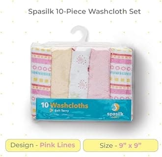 Spasilk Washcloths, Pink Stripes, 10 Count