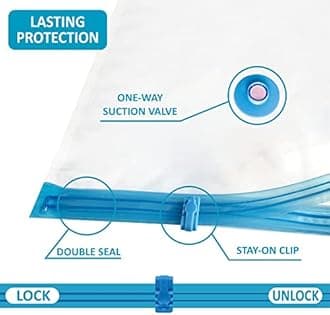 10 Pack Vacuum Storage Bags, Space Saver Bags (2 Jumbo/2 Large/3 Medium/3 Small) Compression Storage Bags for Comforters and Blankets, Vacuum Sealer Bags for Clothes Storage, Hand Pump Included