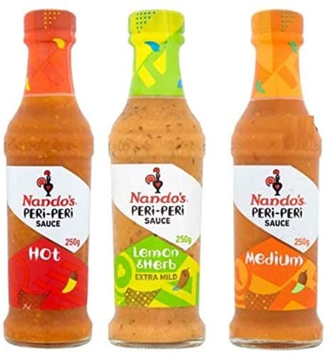 Nando's Peri-Peri Sauce Bundle Medium, Lemon & Herb, Hot 250g Each