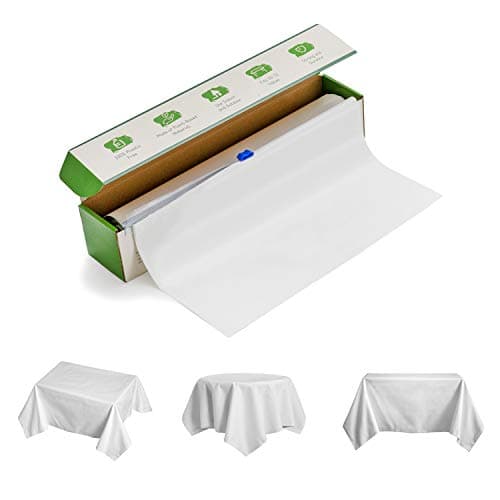 100% Compostable & Biodegradable Tablecloth -Transparent White Disposable Table Cover Roll with Cutter, 54"x1080",Meets ASTMD640 Standards Vincotte OK Certified, Eco-Friendly Recyclable, Plastic Free