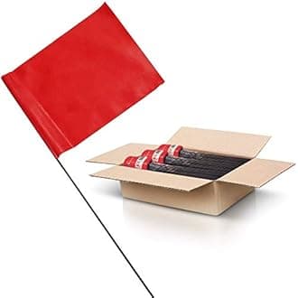 Marking Flags - 4 x 5-Inch Flag on 15-Inch Steel Wire - Fluorescent Red, 1000 Pack - Marker Flags for Irrigation, Sprinkler Flags, Lawn Flags, Yard Flags, Garden Flags, Dog Training, Invisible Fence