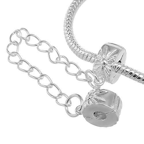 RUBYCA 20pcs White Silver Plated Clip Lock Stopper Chain Clasp Beads fit European Charm Bracelet 083