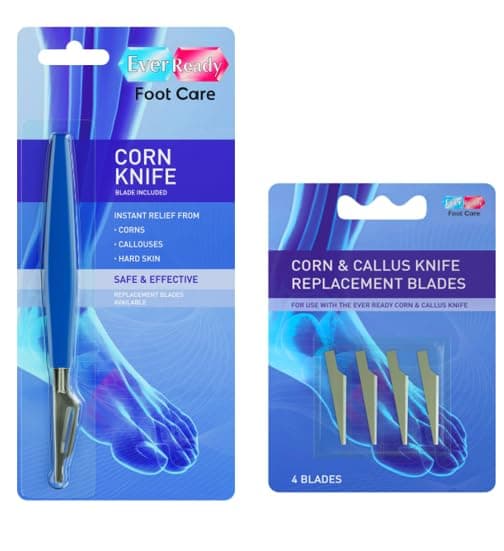 Ever Ready Corn & Callus Trimmer - Instant Relief from Corns | Removes Dry, Hard & Cracked Skin | Home Pedicure Treatment for Footcare + 4 x Replacement Blades