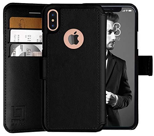 LUPA iPhone Xs Max Wallet Case -Slim & Lightweight iPhone Xs Max Flip Case with Credit Card Holder - iPhone Xs Max Wallet Case for Women & Men - Faux Leather i Phone Xs Max Purse Cases – Black
