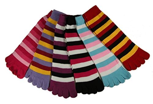 RSG Hosiery Funky Striped Toe Socks 12 Pack (Assorted Stripes)
