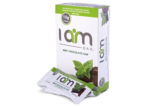 I AM BAR - Mint Chocolate Chip Protein Bar - Grass Fed Whey Protein, Non-GMO, Soy Free, No Artificial Flavors, Sweeteners, or Colors, Low Carb Protein Bar - (1.94oz Bars, 12 Bars per Box)