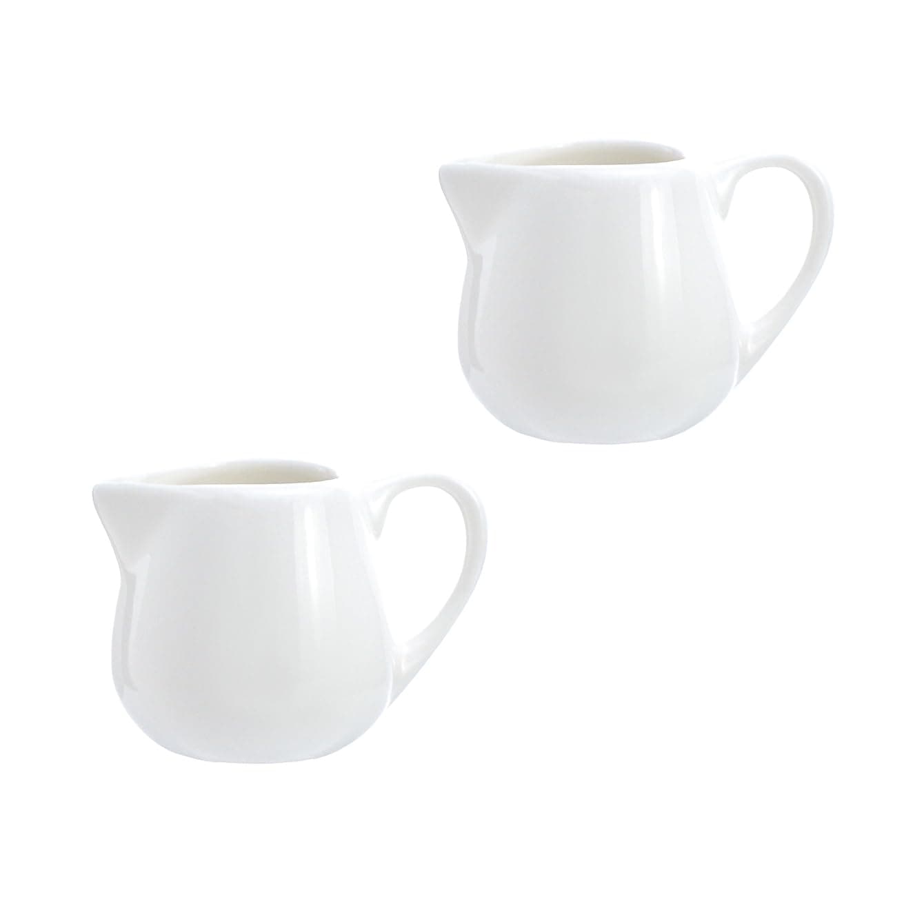 CHOOLD 2pcs Mini Classic Pure White Ceramic Creamer with Handle,Small Coffee Milk Creamer Pitcher(2oz/3.4oz) (S (2 oz))