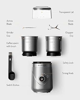 SHARDOR Adjustable Coffee Grinder Electric, Herb Grinder, Spice Grinder, Coffee Bean Grinder, Espresso Grinder with 2 Removable Stainless Steel Wet and Dry Bowl, Silver