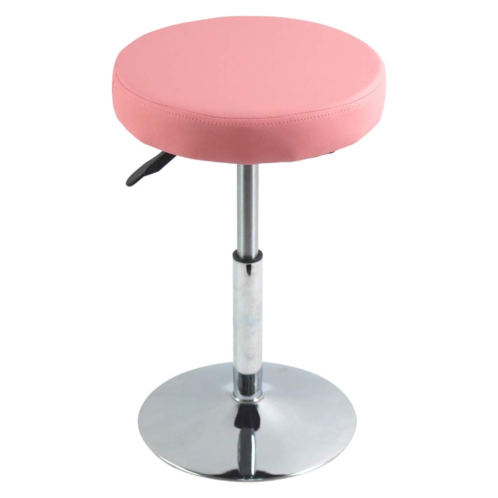 PU Leather Round Barber Shop Stool Height Adjustable Swivel Workshop Barber Shop Home Kitchen Short Bar Stools without Backrest Stool Small(Pink)